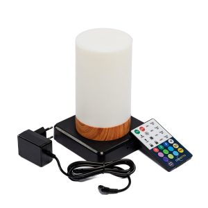 1 oplaadbare led tafellamp, waterdicht, timerfunctie, cilindervorm, wit, houtlook