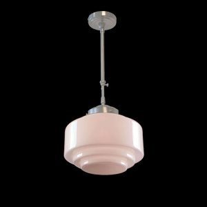 Art Deco hanglamp ‘Cambridge’ staal pendel kort glas 30cm