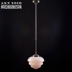 Art Deco hanglamp ‘Oxford’ staal pendel lang glas 25cm