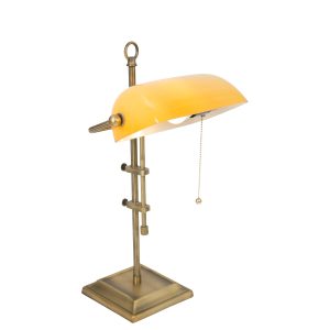 Bankierslamp met geel glas