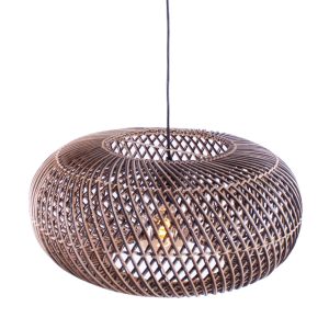 Rotan hanglamp Stripes 1 lichts Naturel/Zwart Ø 50cm