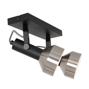 Spot Acier 2 lichts Zwart